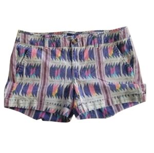 American Eagle Outfitters Aztec Arrow Gray Purple Midi Stretch Shorts Size 12